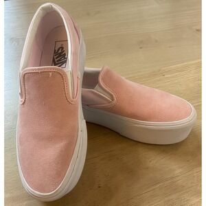 Vans Premium Stackform Pink Suede Slip-On Platform Sneakers Women 8.5